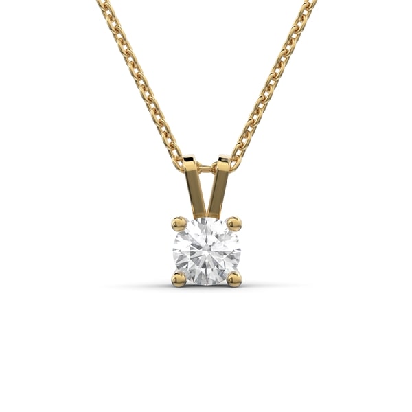 Lab Grown Round Diamond Necklace 0.35CTW on a Cable Chain Solid Gold Yellow