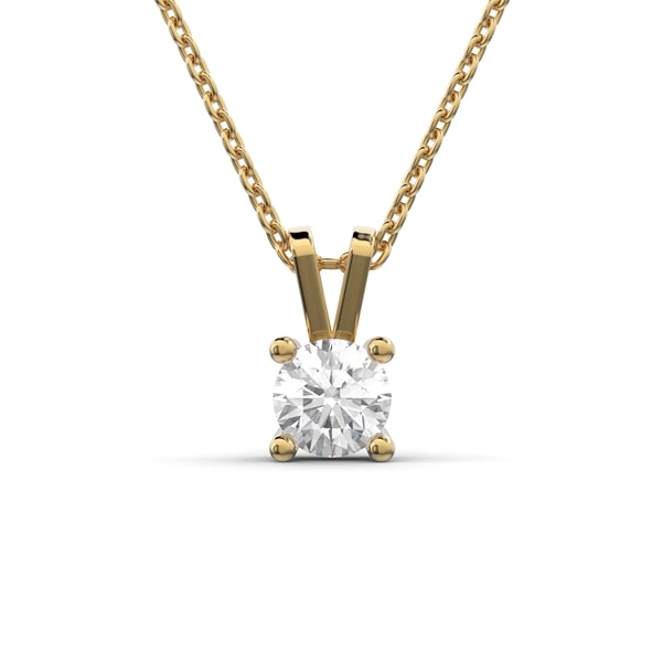 Lab Grown Round Diamond Necklace 0.50CTW on a Cable Chain Solid Gold Yellow