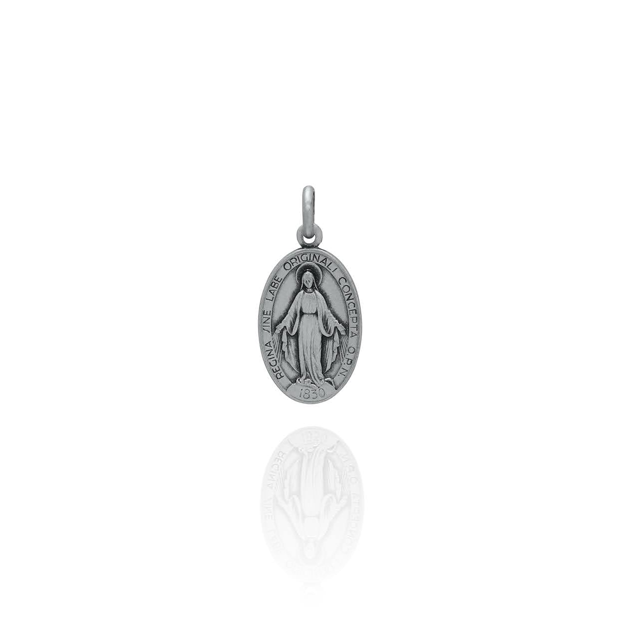 Large Sterling Silver Mother Mary Immaculate Medallion