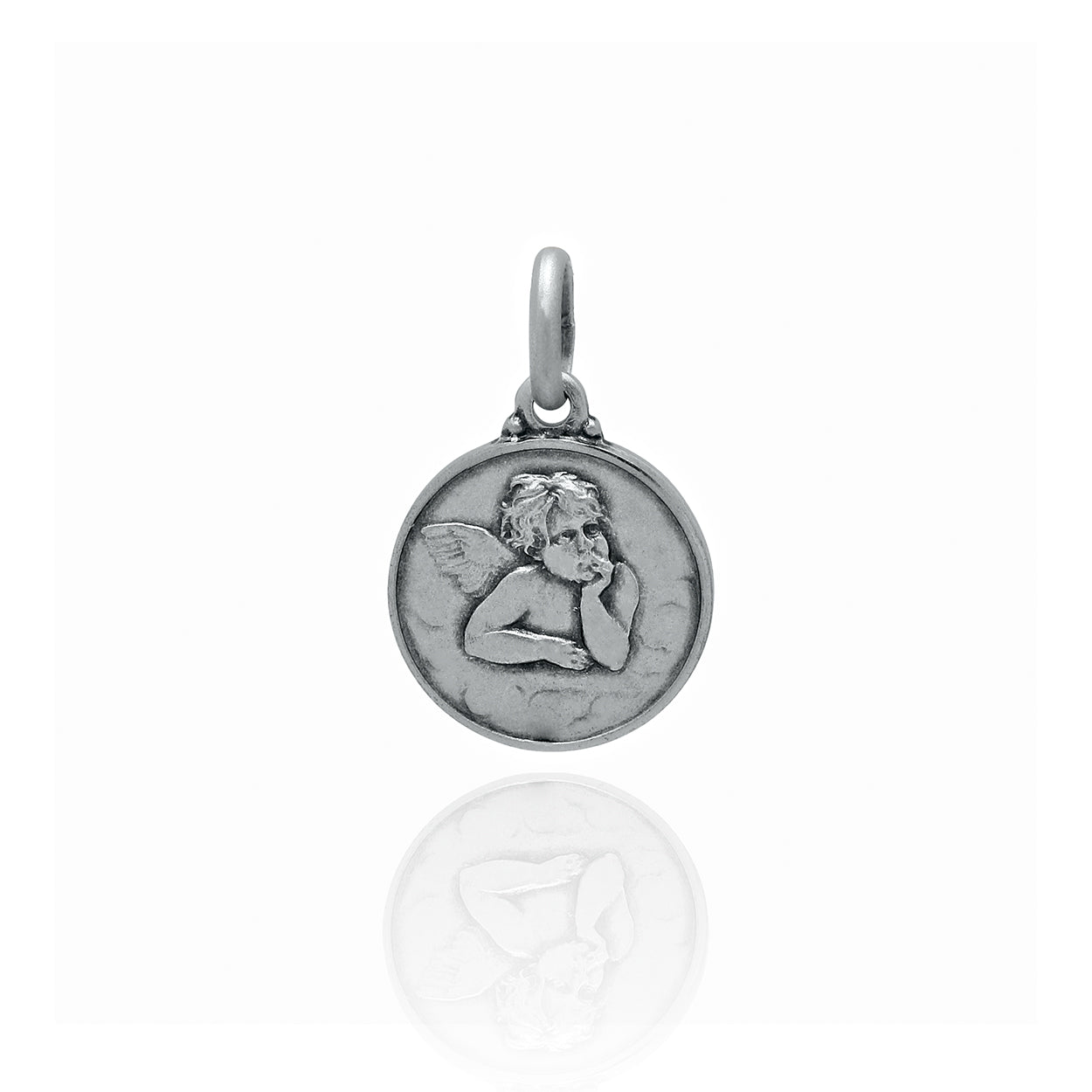 Large Sterling Silver Angel Medallion