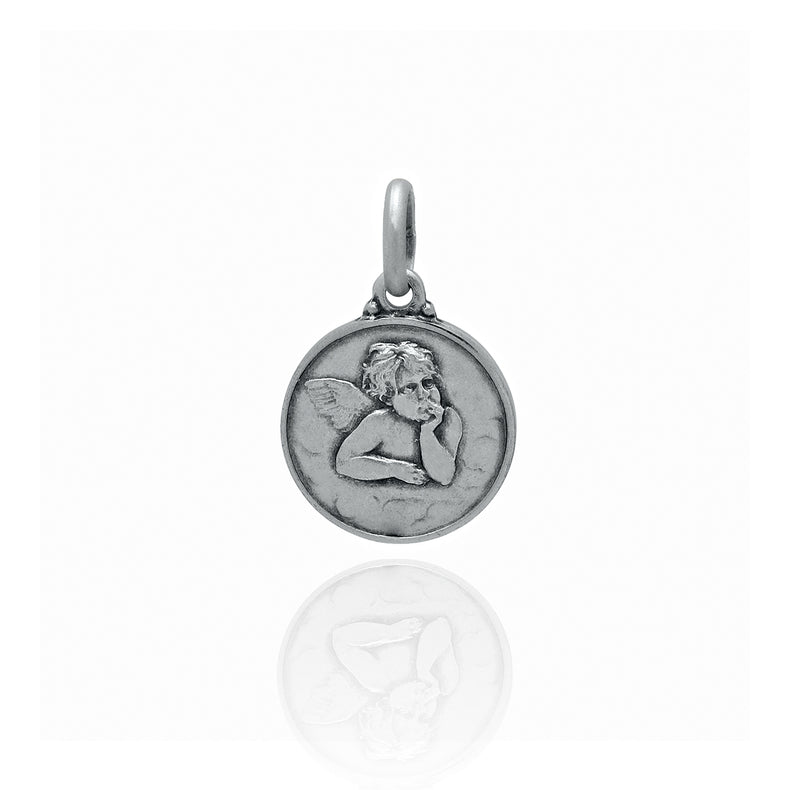 Large Sterling Silver Angel Medallion