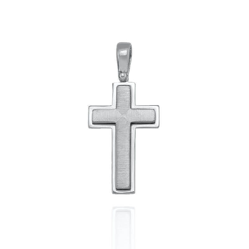 Satin Cross Sterling Silver Front