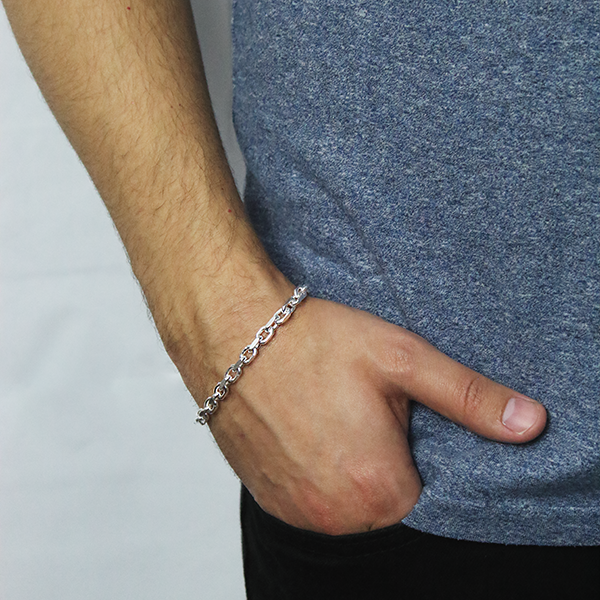Sterling Silver Cable Style Bracelet Worn by Man