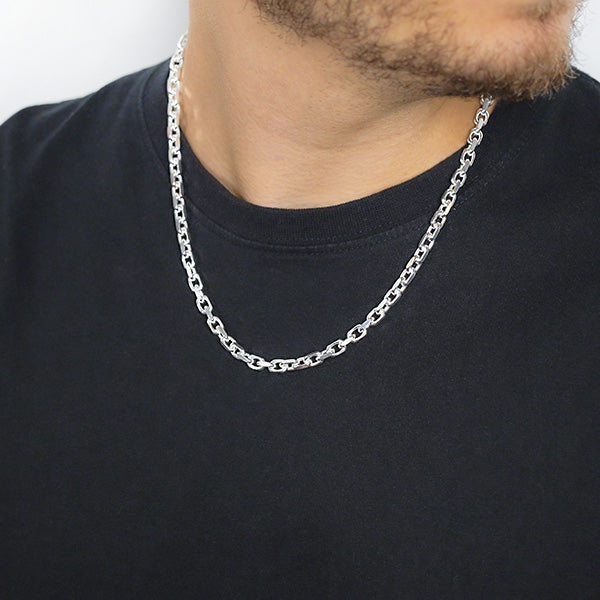 Sterling Silver Cable Style Chain 5mm Width Worn by Man