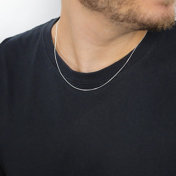 2mm Sterling Silver Box Style Chain Worn by Man