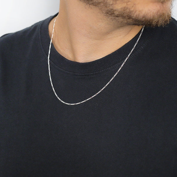 2mm Sterling Silver Figaro Style Chain Worn by Man