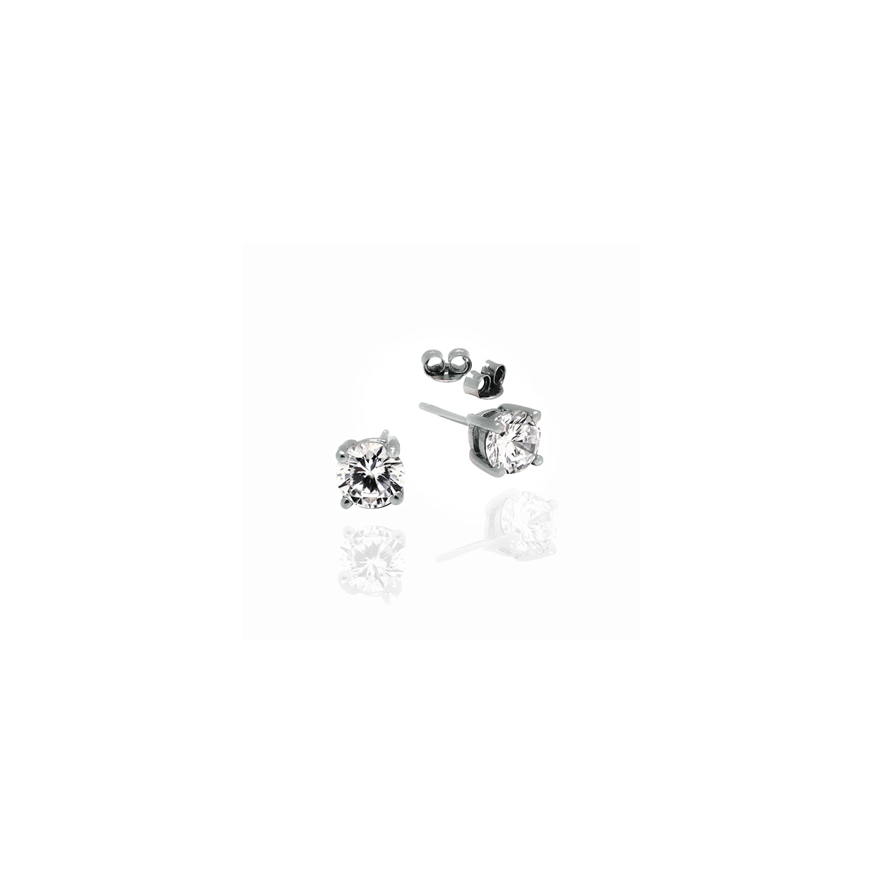 3mm Silver Stud Earrings with Cubic Zirconia