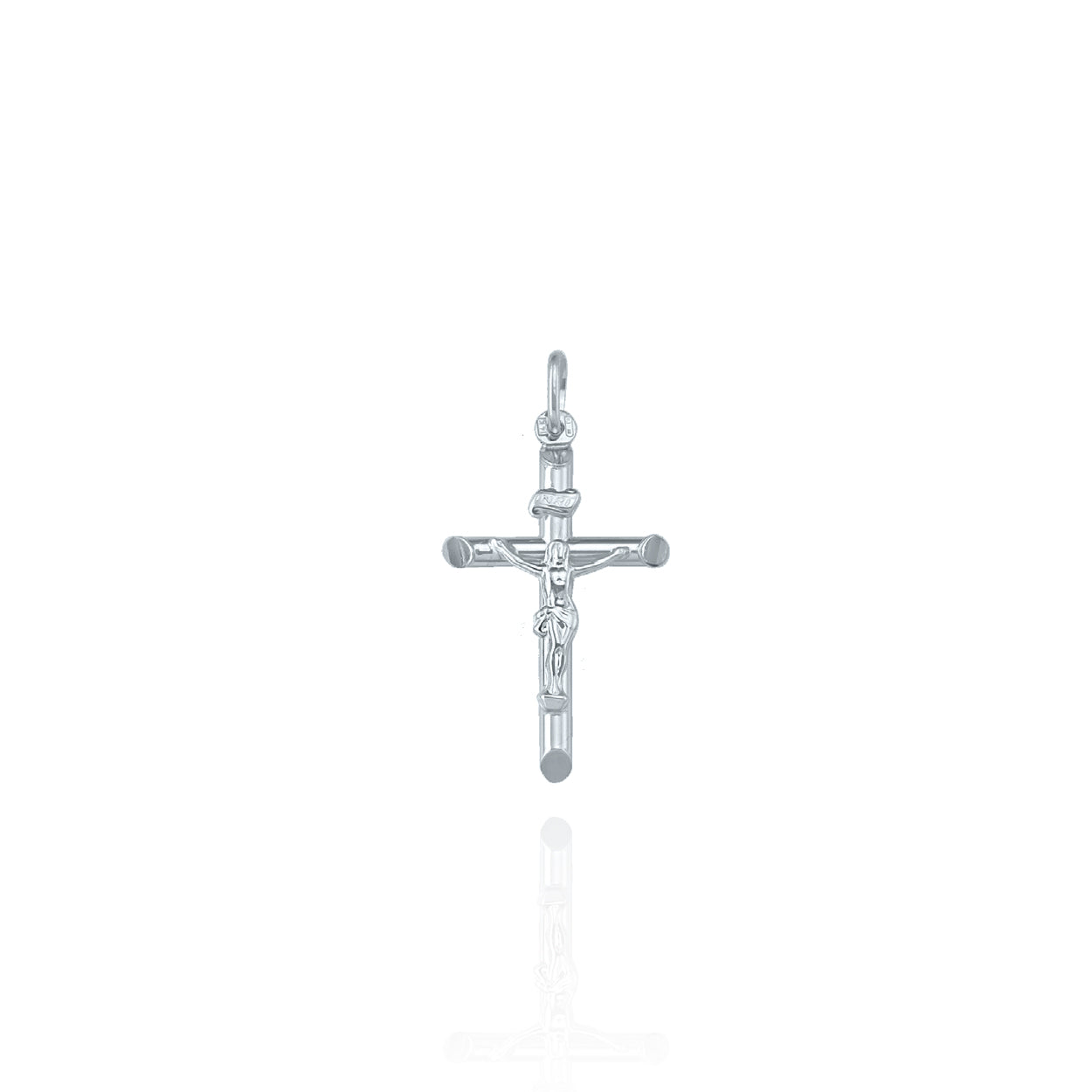 Crucifix Medium Solid White Gold