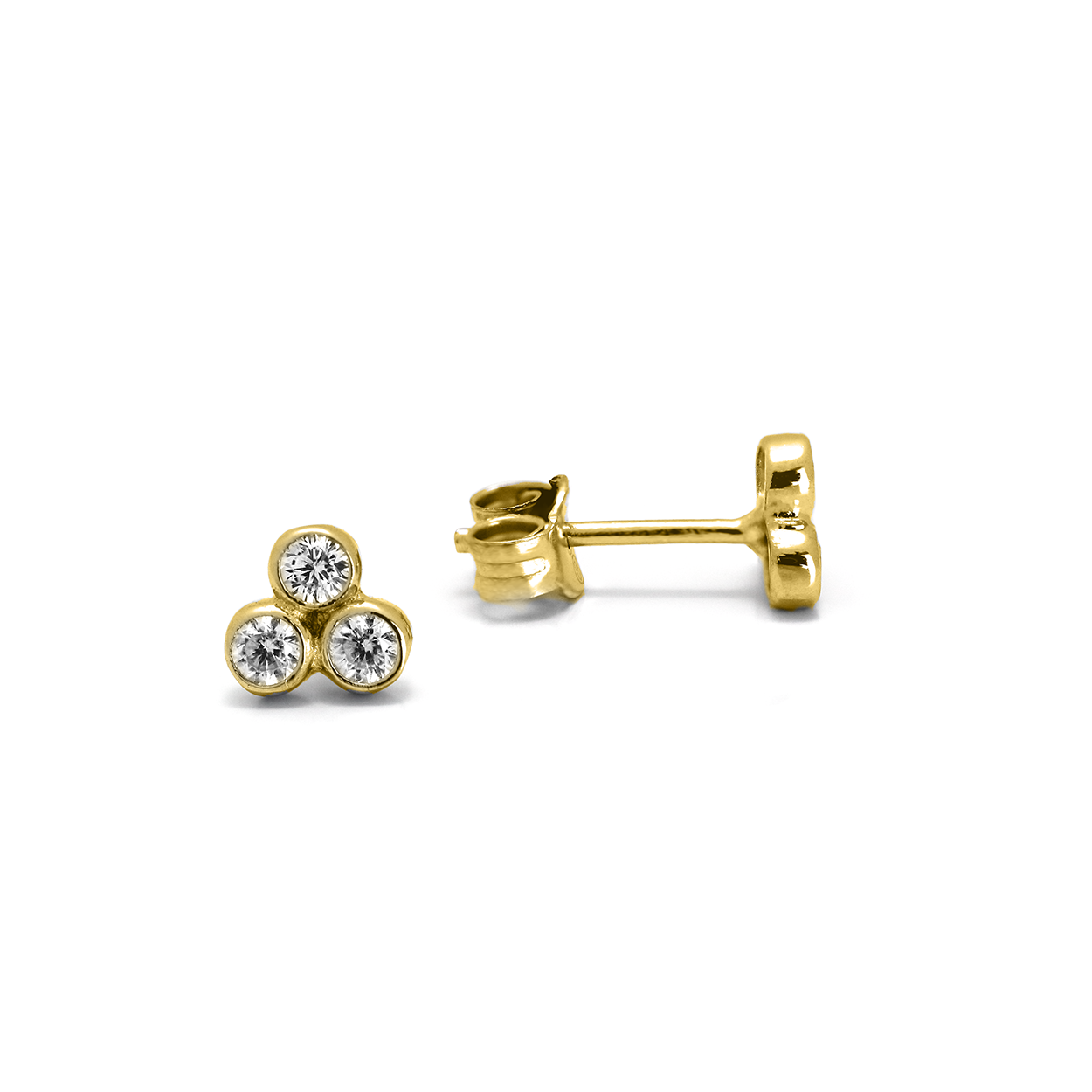 18kt Yellow Gold Plated Trifecta Stud Earrings