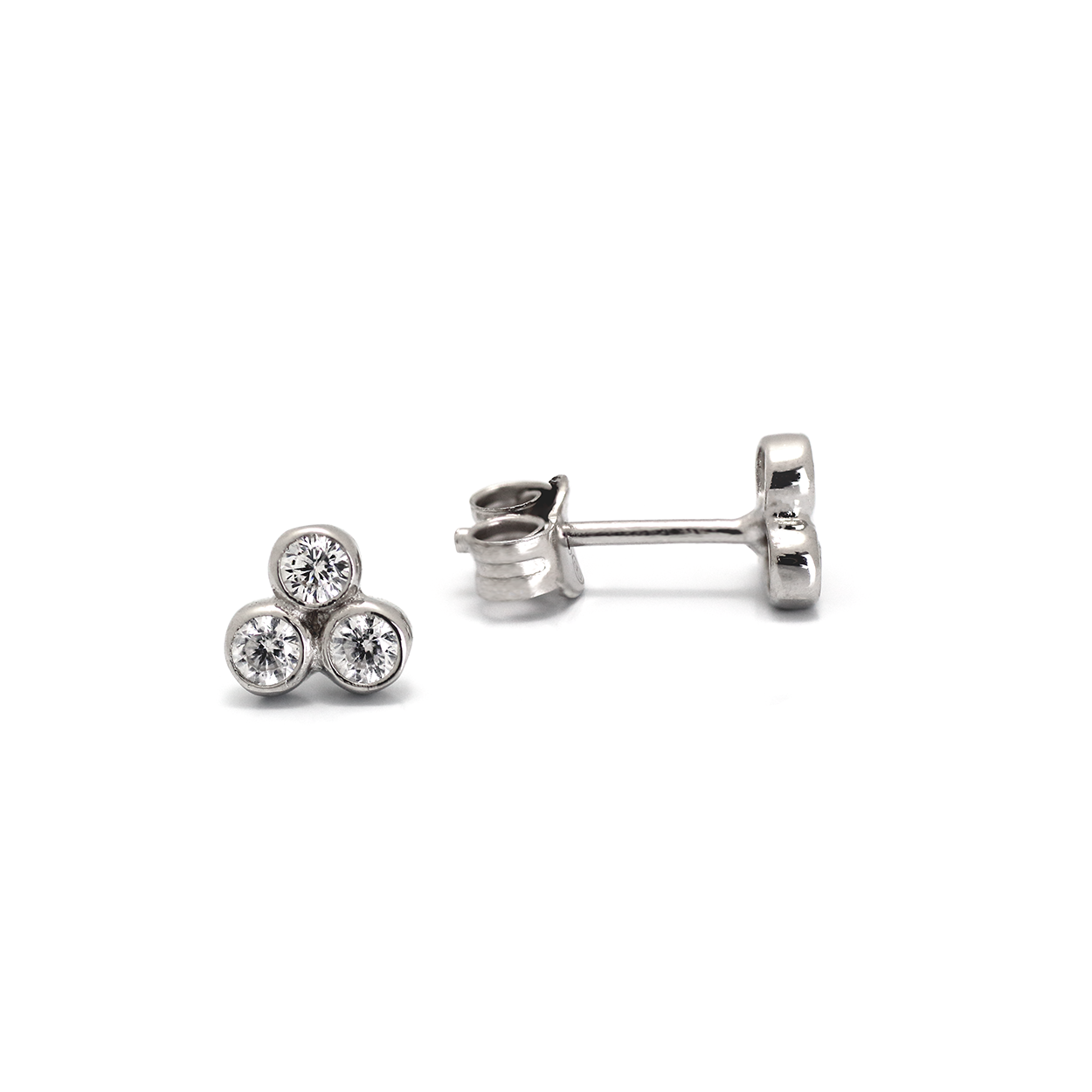 Sterling Silver Trifecta Stud Earrings