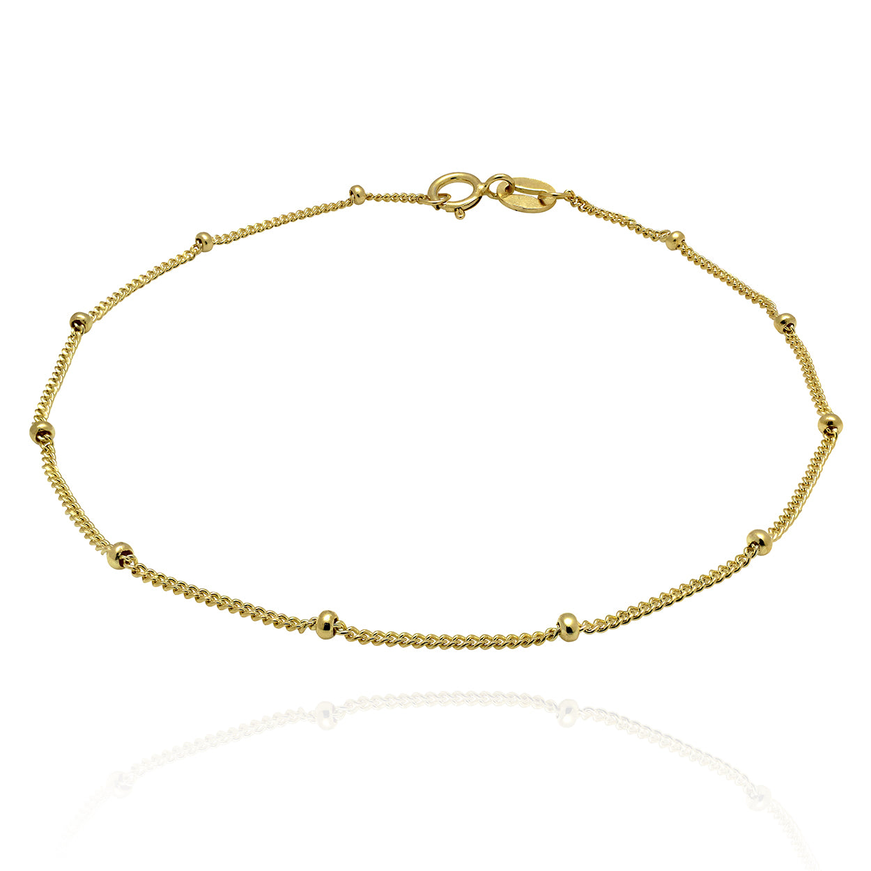 Sterling Silver Satellite Style Bracelet plated in 18KT Yellow Gold