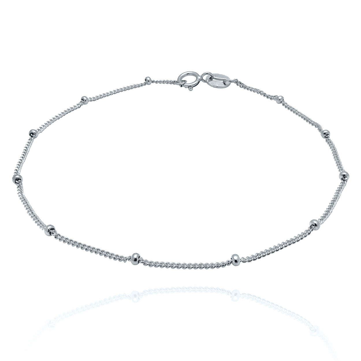 Sterling Silver Satellite Style Bracelet plated in White Rhodium