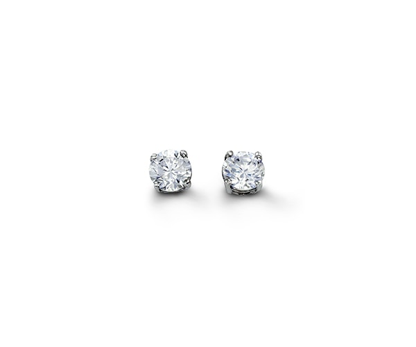 4mm Silver Stud Earrings with Cubic Zirconia