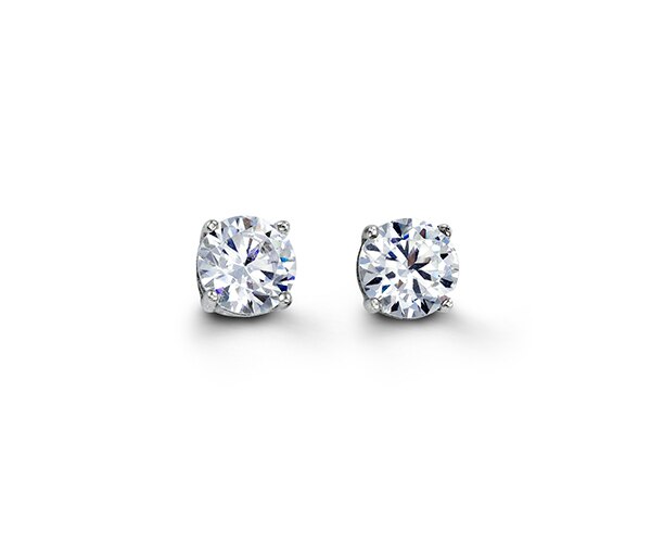 6mm Silver Stud Earrings with Cubic Zirconia