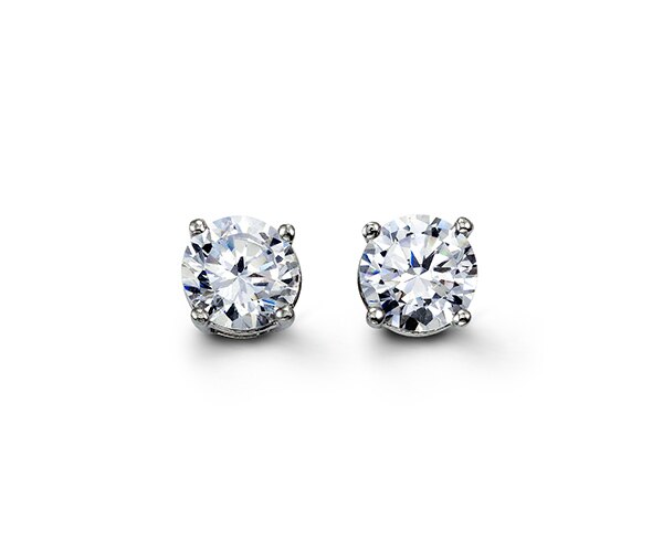 7mm Silver Stud Earrings with Cubic Zirconia