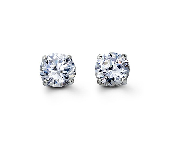 8mm Silver Stud Earrings with Cubic Zirconia