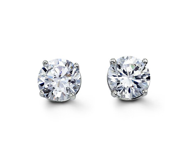 9mm Silver Stud Earrings with Cubic Zirconia