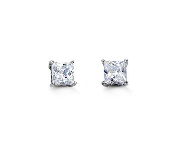 5mm Silver Square Stud Earrings with Cubic Zirconia