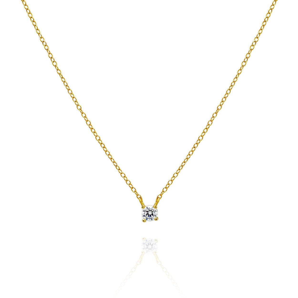 10kt Yellow gold Necklace set with Cubic Zirconia on a Rolo style chain