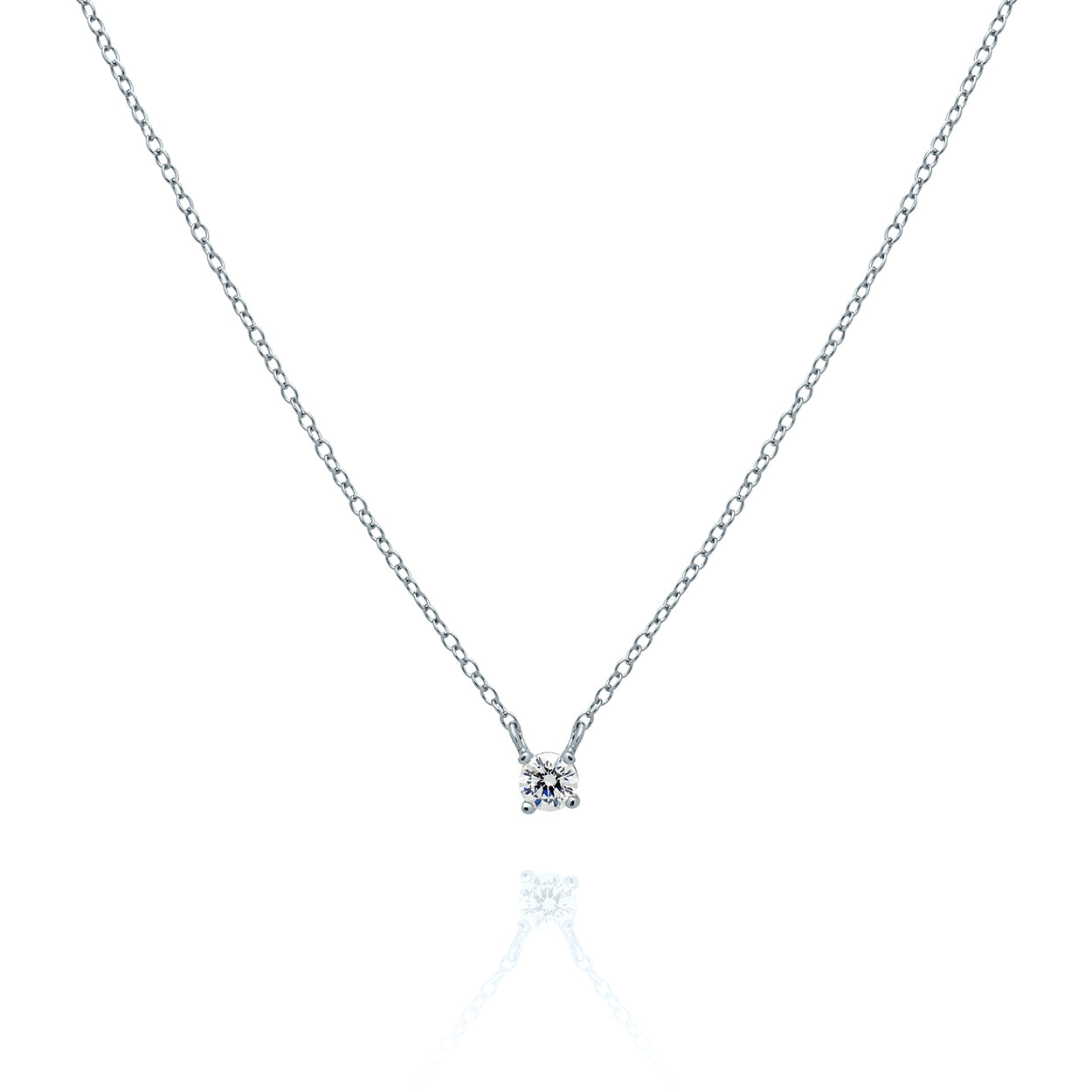 Sterling Silver Cubic Necklace plated in White Rhodium