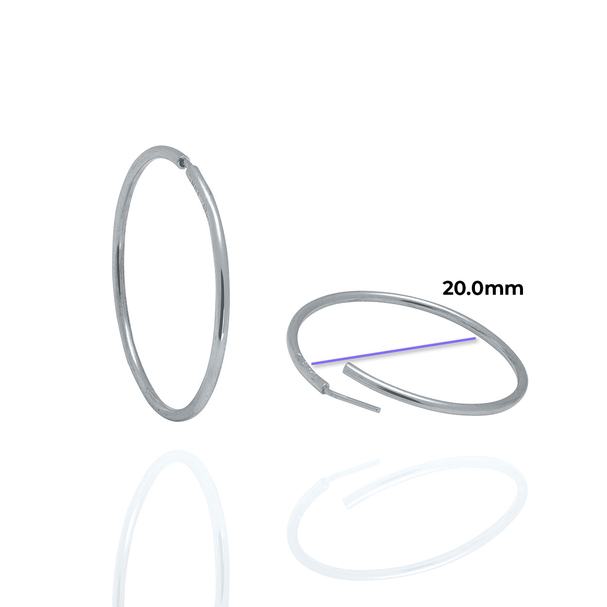 Large Sleepers 1mm Tube Solid Gold White with Measurement 20.0mm