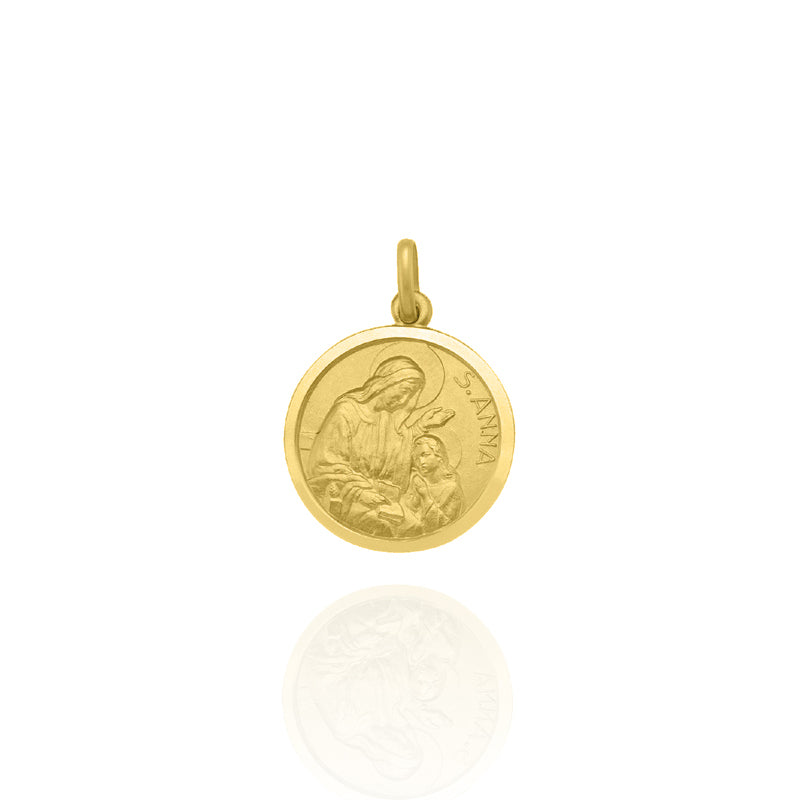 Solid 18KT Yellow Gold St. Anne Medallion Large