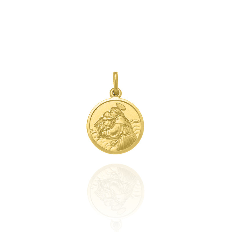 Solid Yellow Gold St. Anthony Medallion Medium