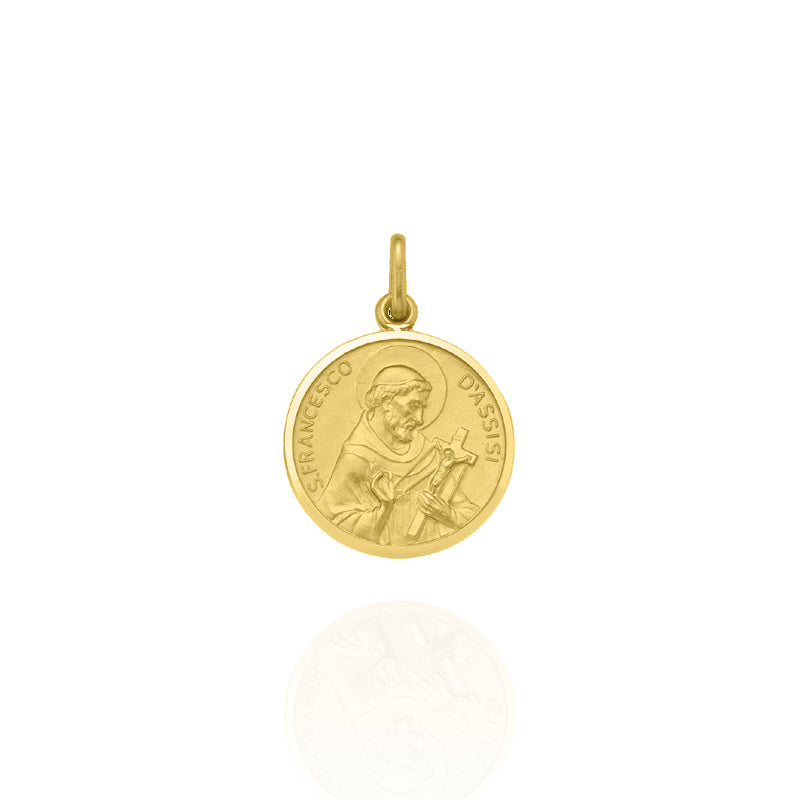 Solid 18KT Yellow Gold St. Francis Medallion