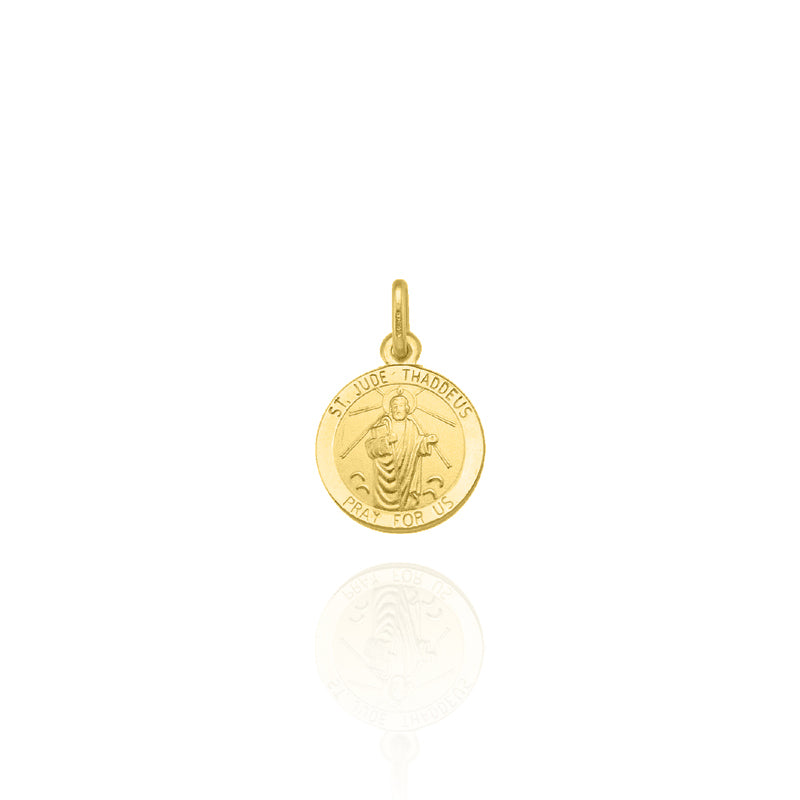 Solid Yellow Gold St. Jude Medallion Small