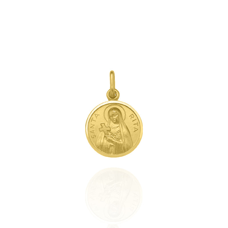 Solid 18KT Yellow Gold St. Rita Medallion Small