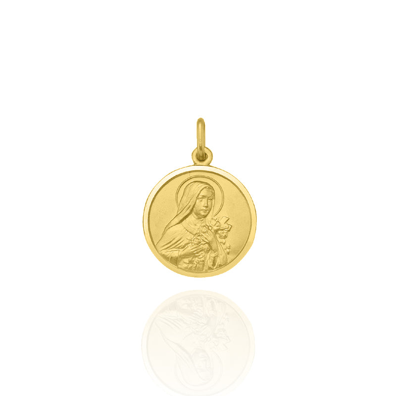 Solid 18KT Yellow Gold St. Teresa Medallion Large