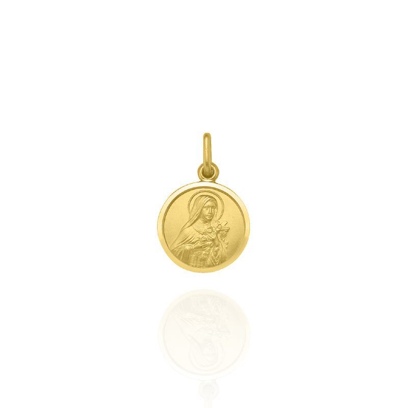 Solid 18KT Yellow Gold St. Teresa Medallion Small
