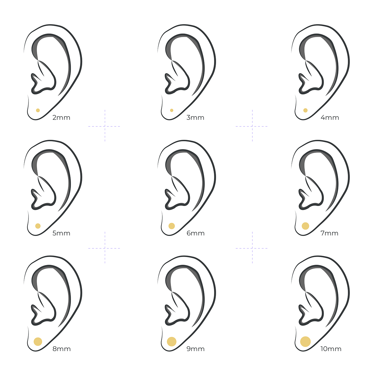 Earrings size guide