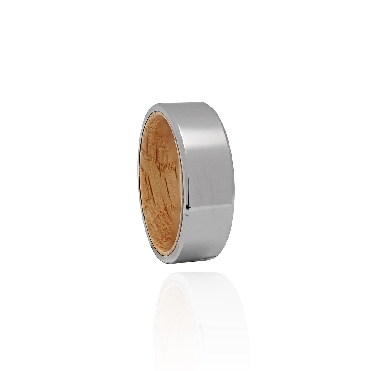 Tungsten Carbide Ring with Whiskey Barrel Wood Inlay