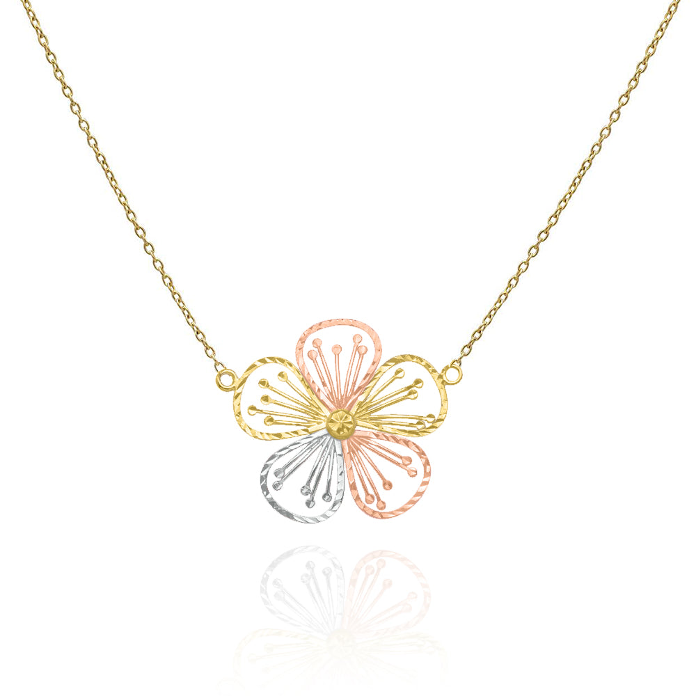 10KT Yellow White Rose Gold Bella Fiore Necklace