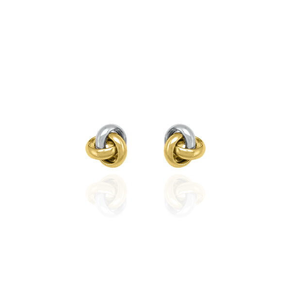 10kt Two-Toned Polished Love Knot Studs