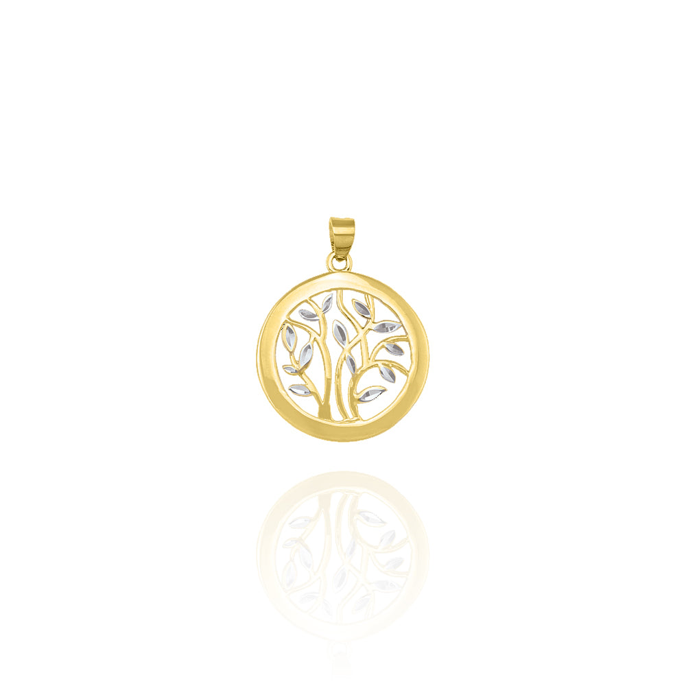 10KT Yellow and White Gold Tree of Life Medallion