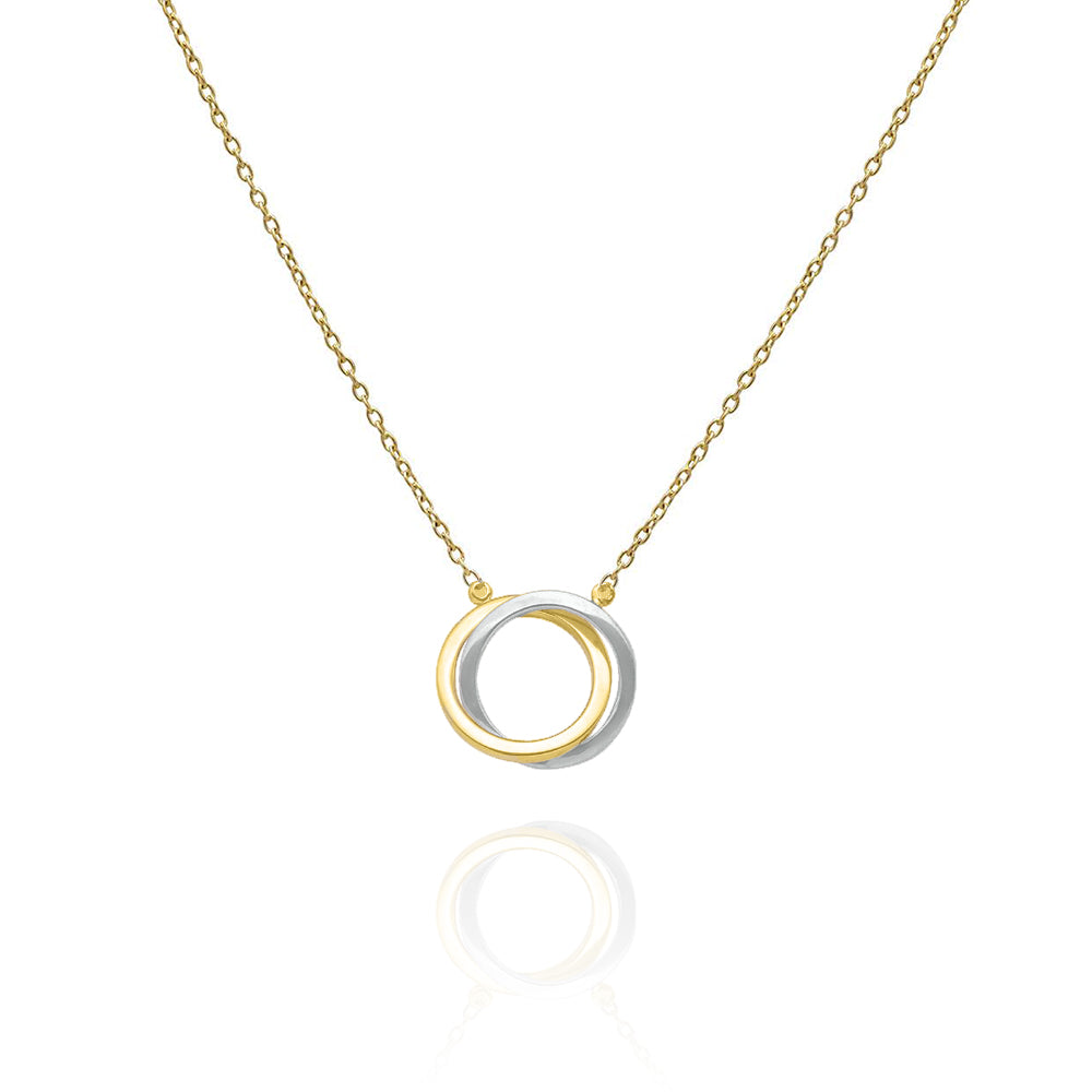 10KT Yellow and White Gold Double Love Necklace