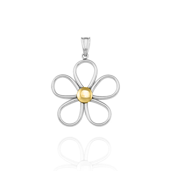10kt White Gold Flower Pendant