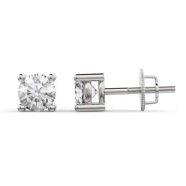 14kt White Gold Round Cut Style Stud Diamond Earrings with Butterfly Backings