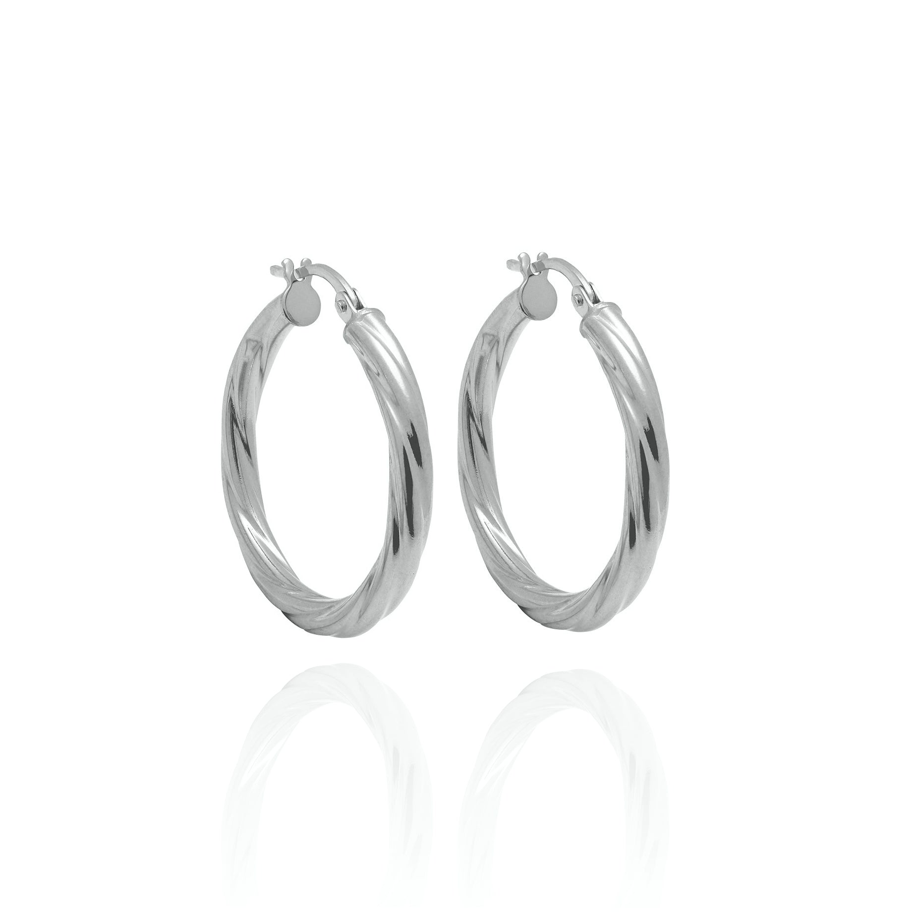 Small 3mm Tube Textured Hoop Earrings Solid Gold White