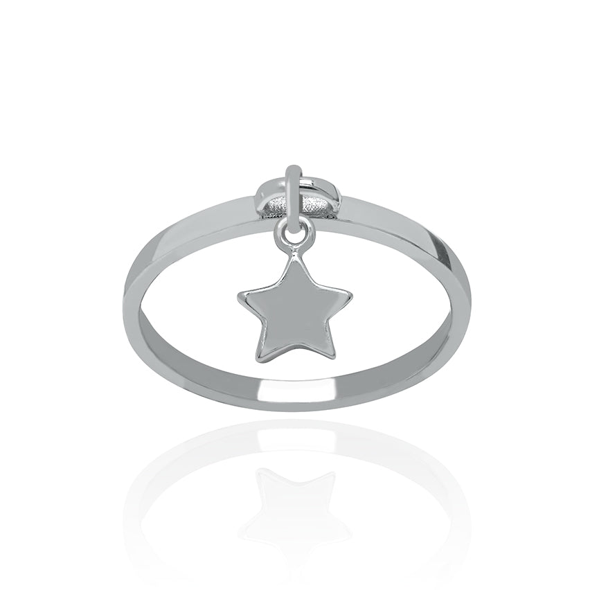 Sterling Silver Dangle Ring Small with Star Charm