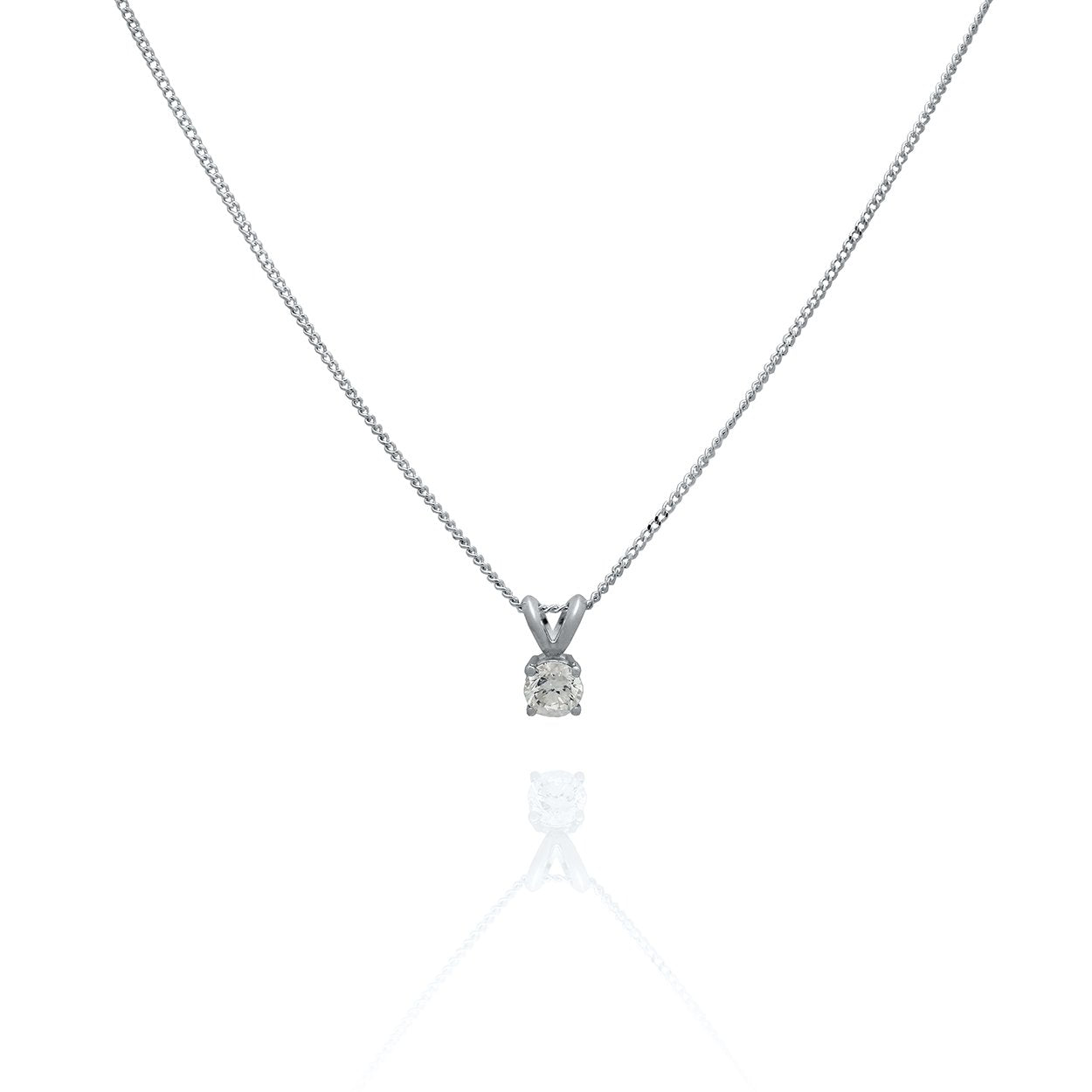 14KT White Gold Diamond Necklace with Curb Chain
