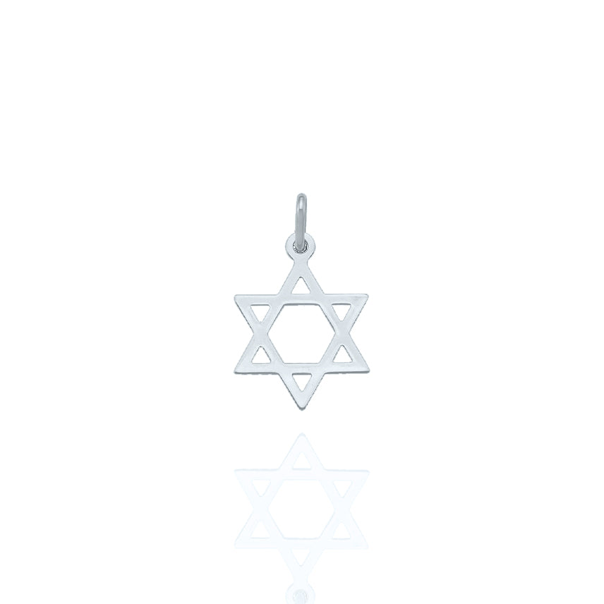 14KT Solid White Gold Star of David Pendant