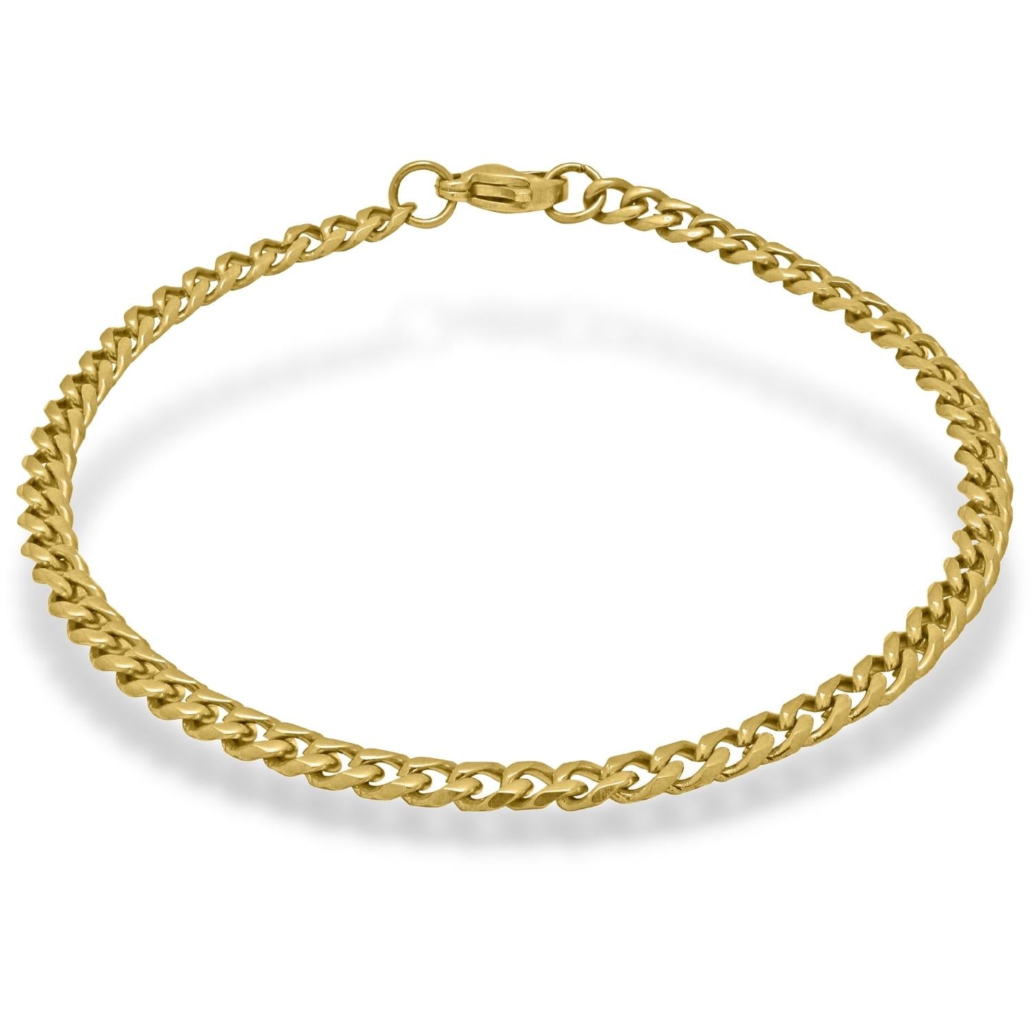 2.5mm Wide Curb Style Chain Solid Gold Yellow