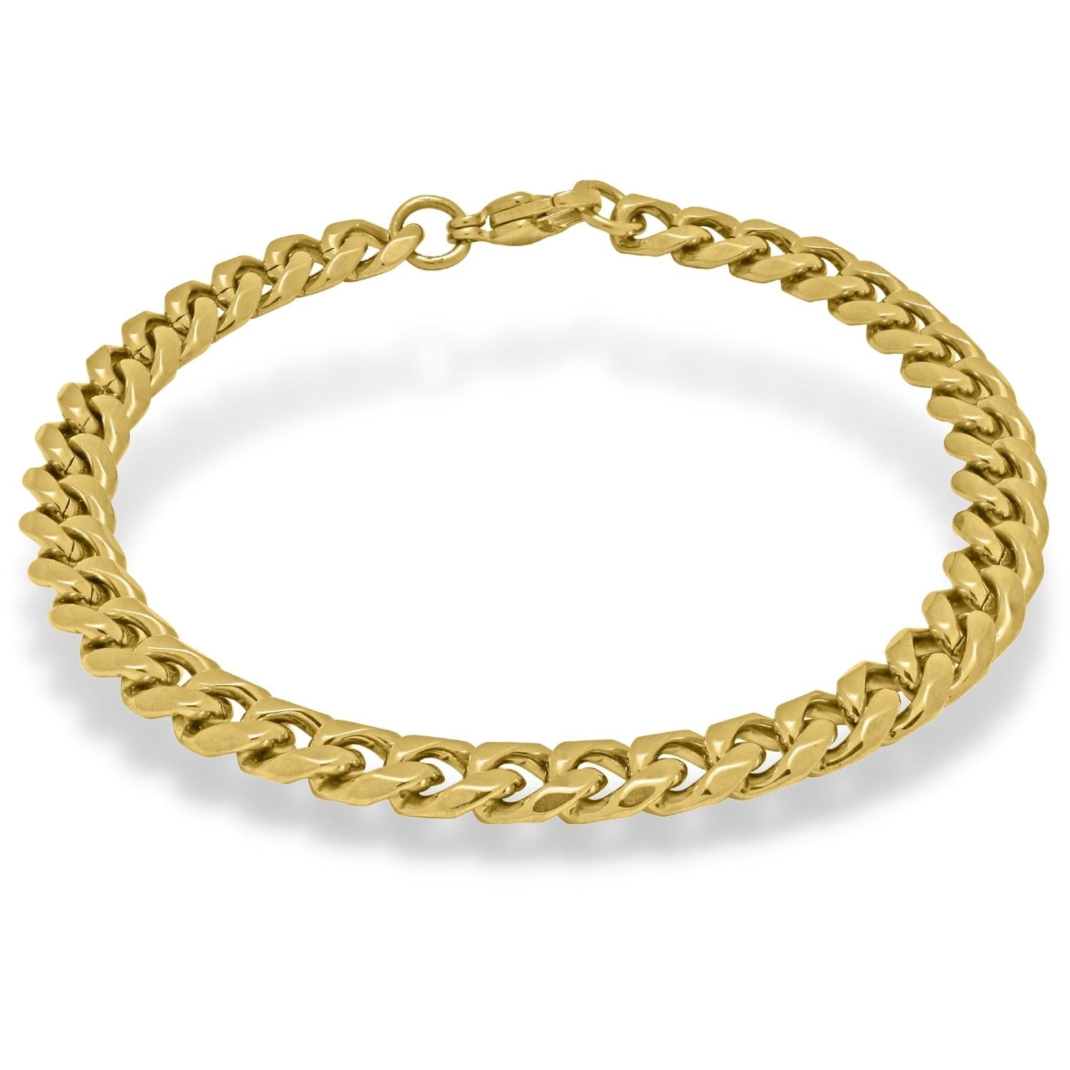 7.9mm Wide Curb Style Bracelet with Lobster Clasp Solid Gold Yellow