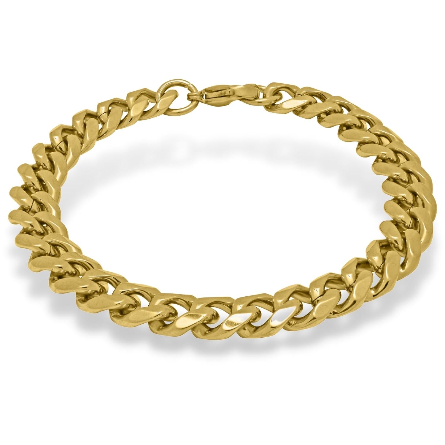 9.5mm wide Curb Style Bracelet Solid Gold Yellow