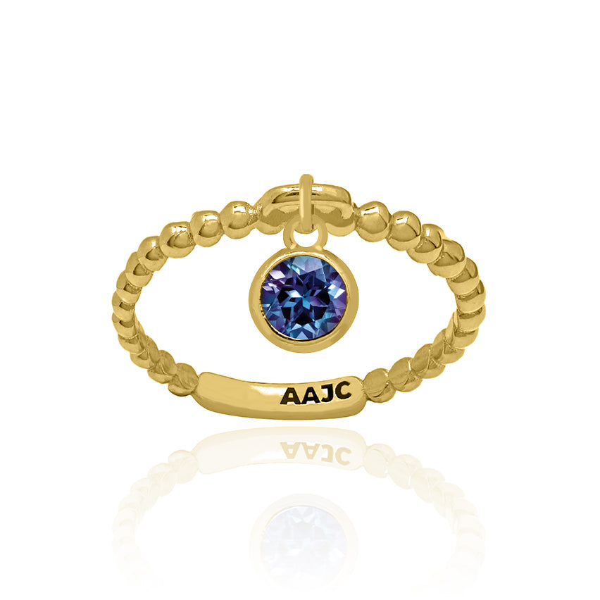 Sterling Silver Gold Plated Bubble Dangle Ring with Alexandrite Charm