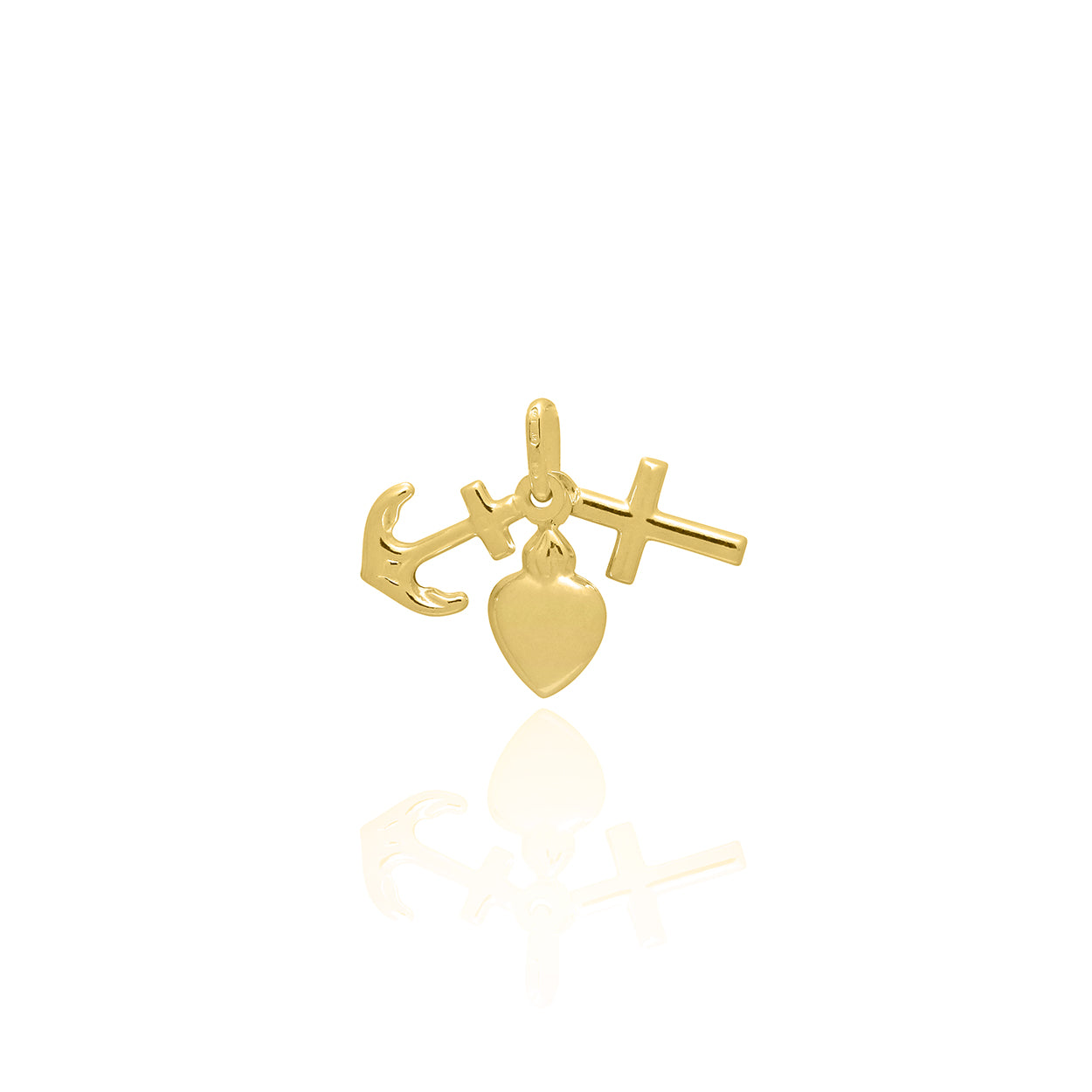 Solid Yellow Gold Faith hope and Charity Pendant