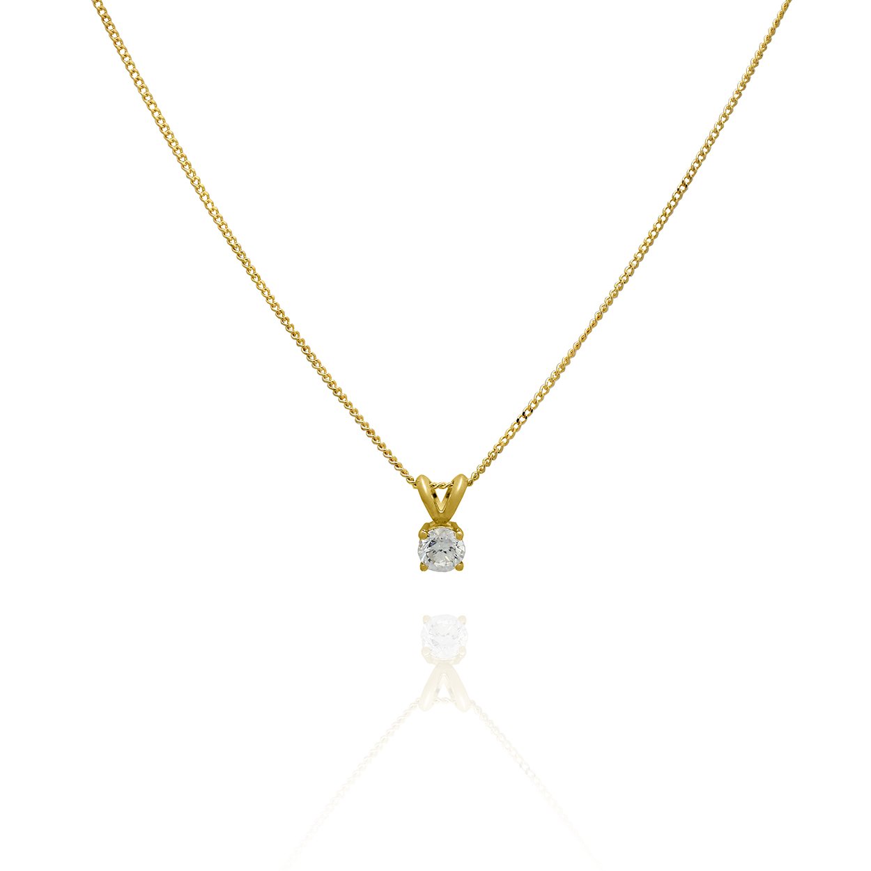 14KT Yellow Gold Diamond Necklace with Curb Chain